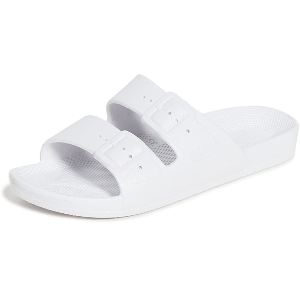 Freedom Moses Women's Moses Two Band Slide Sandal - White - 10